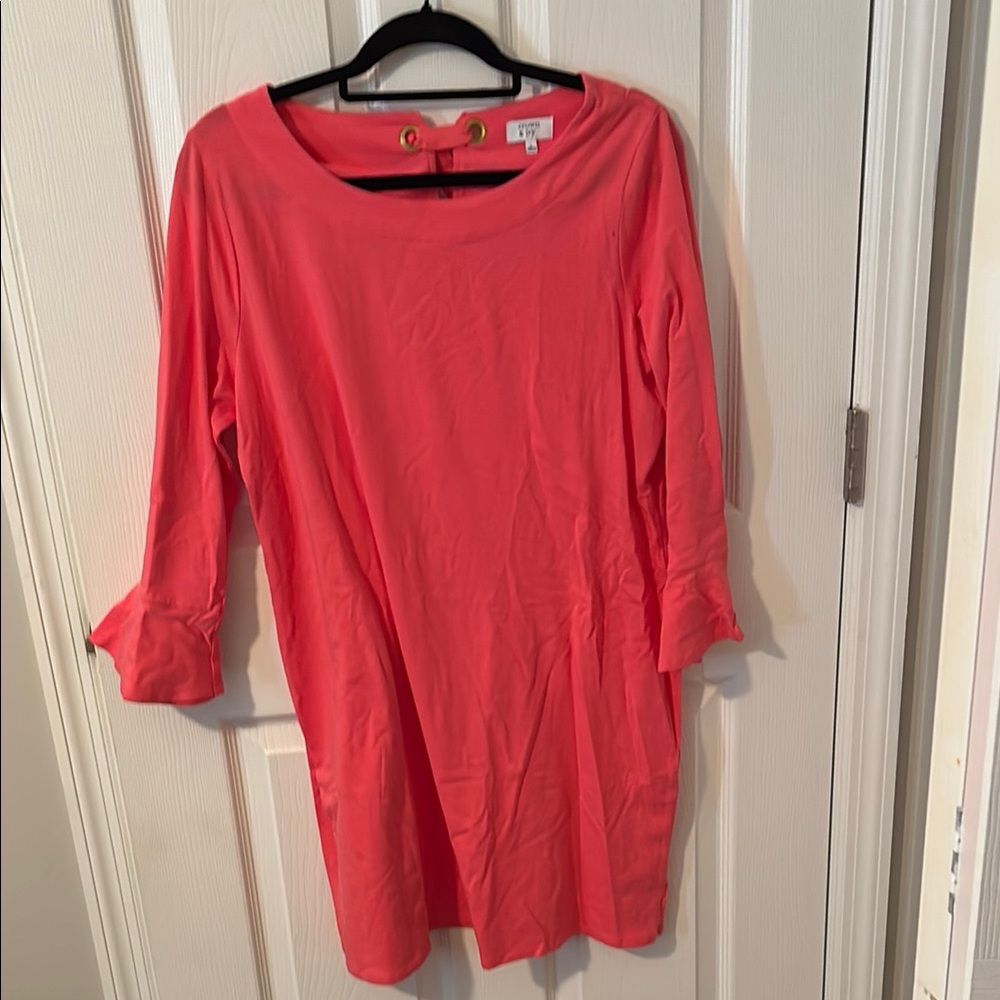 Pink Bell Sleeve Boxy Tunic Dress